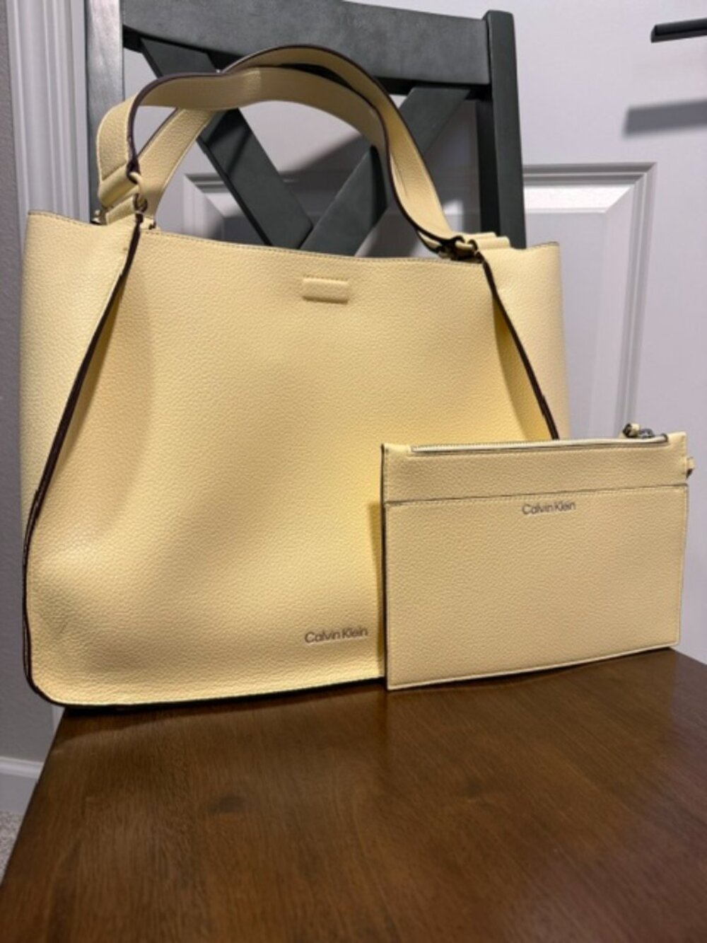 Calvin Klein Butter Yellow Medium Tote with Pouch